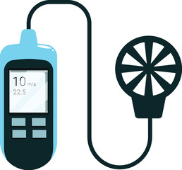 Poster - Digital anemometer showing wind speed in meters per second on its display