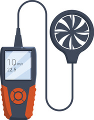 Poster - Digital anemometer is measuring wind speed and displaying results on screen