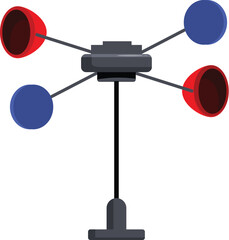 Poster - Anemometer with red and blue cups spinning and measuring wind
