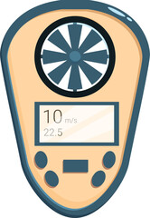 Poster - Digital anemometer measuring wind speed with display showing air velocity in meters per second