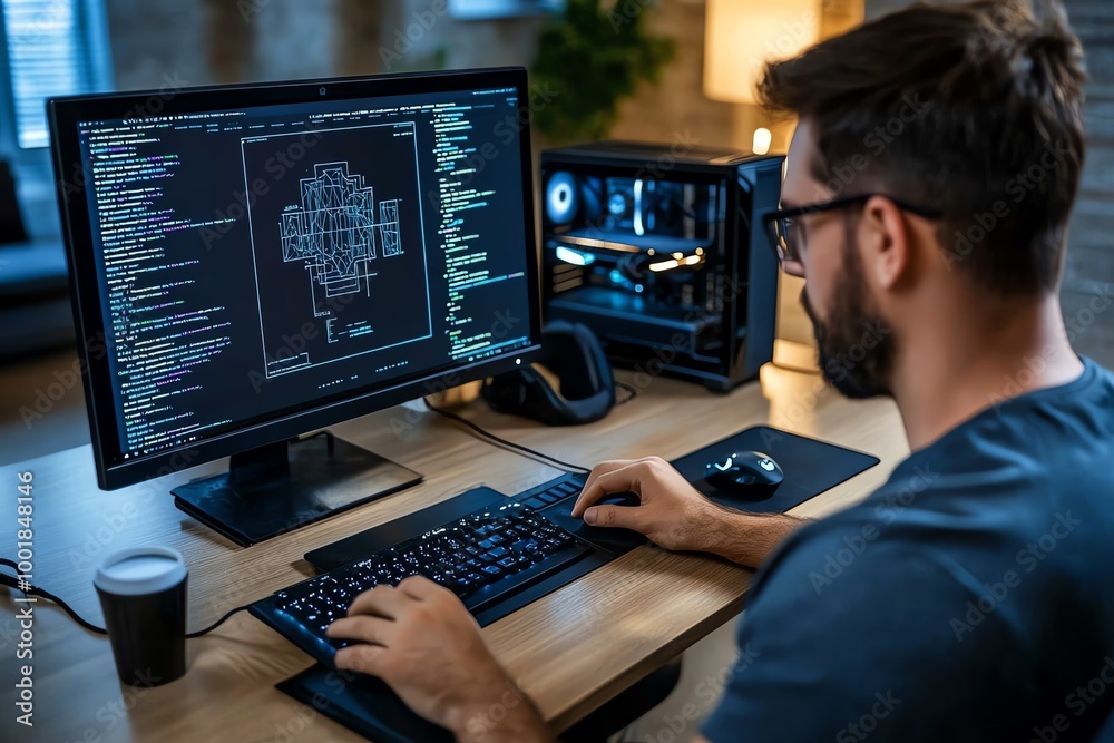 Algorithem Developer AI algorithm programming with a developer creating machine learning ...