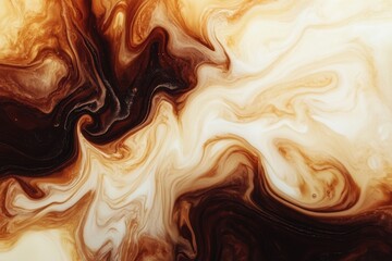 Leinwandbilder - Swirling patterns of coffee mixing into milk create a captivating abstract design in a rich blend of warm colors. Generative AI