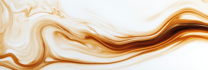 Fototapete - Swirling coffee blends with milk, creating a rich abstract pattern in a creamy mixture that captivates the senses. Generative AI