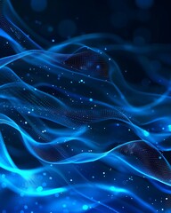 Poster - Technology-Inspired Background with Flowing Luminous Blue Network Lines