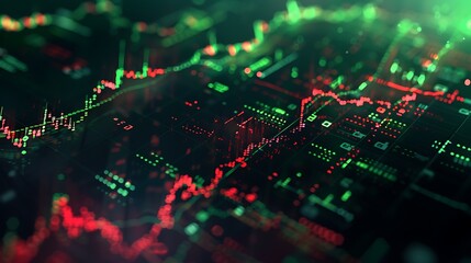 Aufkleber - Animated Market Volatility Graph with Jagged Neon Lines Depicting Sudden Shifts