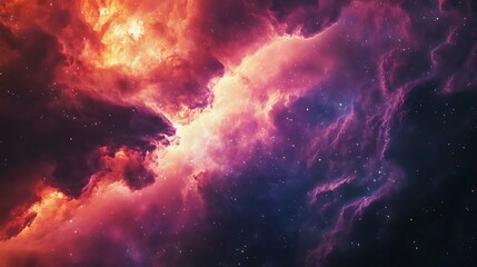 Ethereal cosmic nebula glowing with vibrant colors amidst bright starry skies