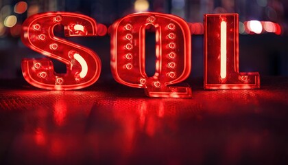Poster - SQL Neon Sign in Vibrant Red Lighting