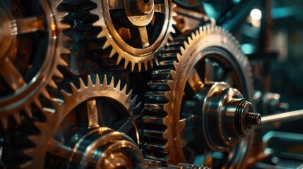 Poster - Intricate Close-Up of Vintage Gears and Cogs