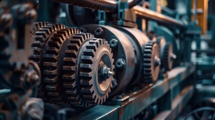 Poster - Gears and Machinery in Industrial Setting