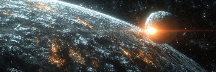 Wall Mural - A distant planet with a bright star.