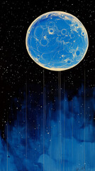 Wall Mural - Blue celestial body with stars in the background.