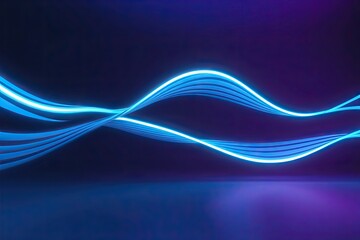Poster - Futuristic Neon Blue Wave Background with Glowing Lights and Abstract Art Design