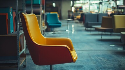 Wall Mural - Colorful Retro Chairs in Contemporary Furniture Store