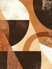 Aufkleber - Abstract geometric shapes filled with rich coffee textures create a captivating visual experience in warm tones and forms. Generative AI