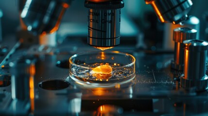 Poster - detailed view of a growing embryo under microscope