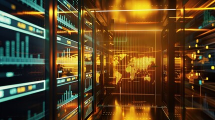 Poster - Digital Gold Vault with Data Graphs and Global Map