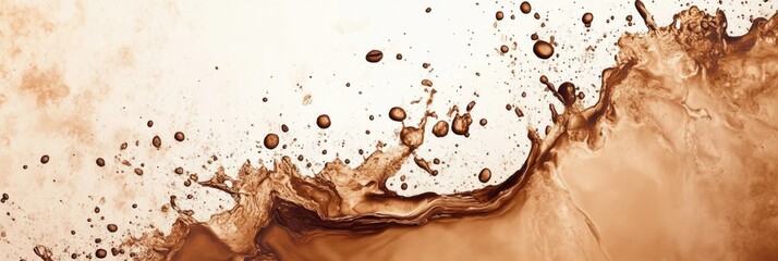 Leinwandbilder - An abstract artistic background created from coffee stains and splashes, showcasing rich brown hues and dynamic textures. Generative AI