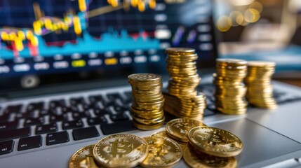Poster - Investment Portfolio with Gold Coins and Charts