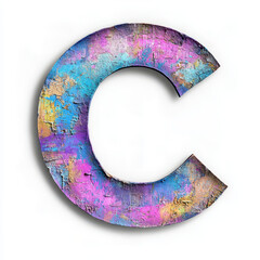 Wall Mural - Splattered pastel paint letter C, graffiti style, with a white background