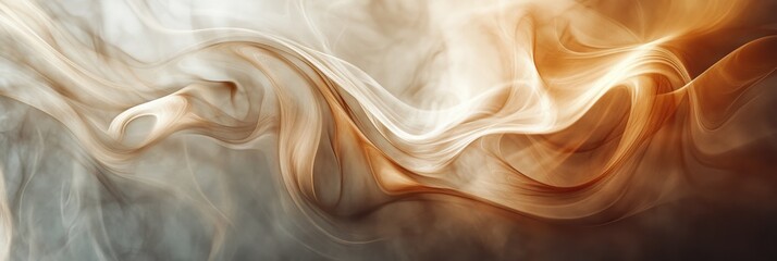 Fototapete - Abstract smoke patterns swirl through rich coffee hues, creating a captivating visual experience filled with depth and movement. Generative AI