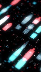 Aufkleber - Multicolored abstract animation of moving neon spots and particles on black background. Animation. Animation of seamless loop, bright thick neon stains.