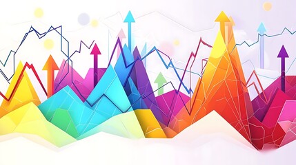 Aufkleber - Colorful abstract background with arrows and lines representing growth.