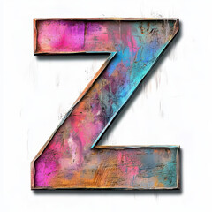 Wall Mural - Splattered pastel paint letter Z, graffiti style, with a white background