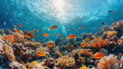 Vibrant Underwater Scene with Colorful Marine Life