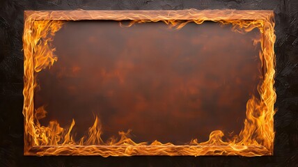 Fire frame design on dark background for creative projects and posters.