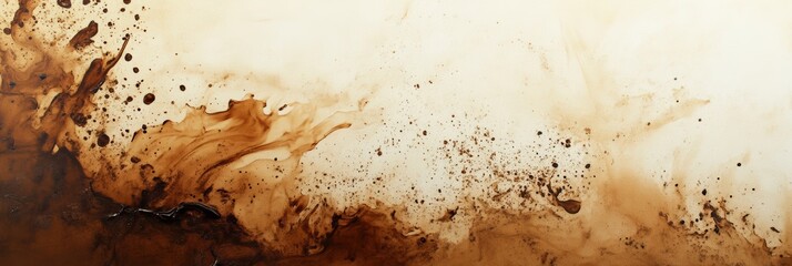 Leinwandbilder - Abstract background featuring artful coffee stains and splashes against a light canvas, perfect for creative projects and designs. Generative AI