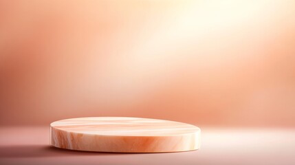 Poster - A circular marble podium displays reflections and shadows against a soft pastel backdrop, providing an ideal setting for showcasing upscale products and designs