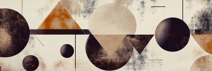 Poster - Abstract geometric shapes with rich coffee textures in various designs and forms blending harmoniously. Generative AI