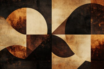 Aufkleber - Rich coffee textures combine with abstract geometric shapes like triangles and circles to create an engaging visual experience. Generative AI