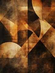 Fototapete - Abstract geometric shapes with rich coffee textures in a modern art composition showcasing creativity and design elements. Generative AI