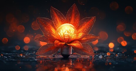 Poster - Vibrant Anime-Style Light Bulb Flower Concept
