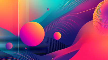 Gradient liquid retro color background, artistic digital art geometric line stripe and wave. Retro Illustration. Illustration