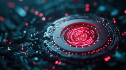 A digital illustration depicting a futuristic cybersecurity system, incorporating advanced technologies like blockchain and quantum computing.