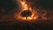 © frank29052515 - Majestic Tree against a Fiery Galactic Background