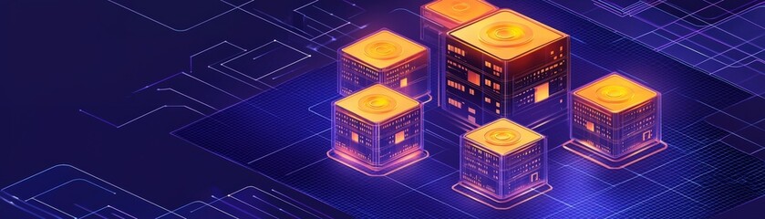 Poster - Isometric 3D Illustration of Sleek Structures