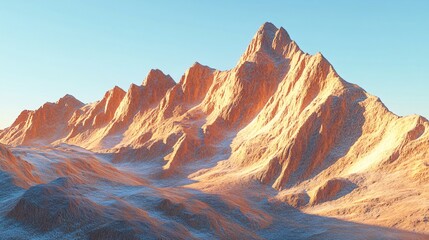 Wall Mural - A majestic mountain range with jagged peaks under a clear blue sky.