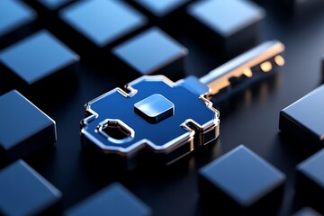 Aufkleber - Simple encrypted key icon placed within clean shapes, representing a secure digital transaction
