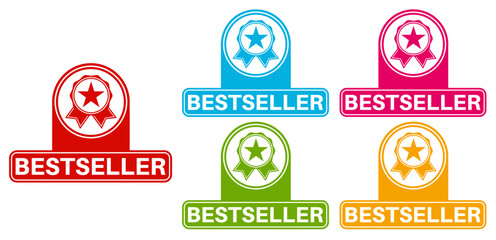 Set Stylish bestseller icon labels. top rated product sign sticker icon design vector illustration	