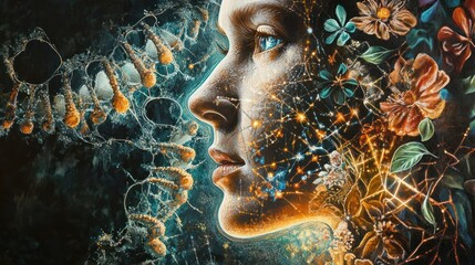a woman's profile transformed by nature and light