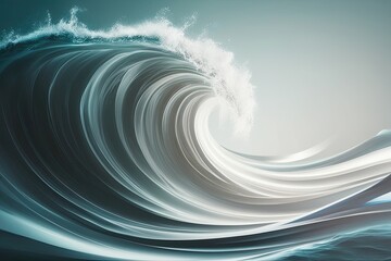 Poster - Futuristic Abstract White Background with Dynamic Fantasy Wave Effects