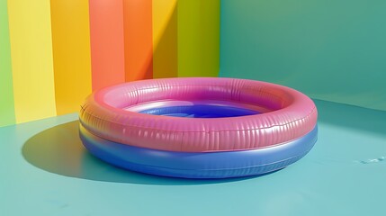 Colorful inflatable rubber pool isolated on colorful background