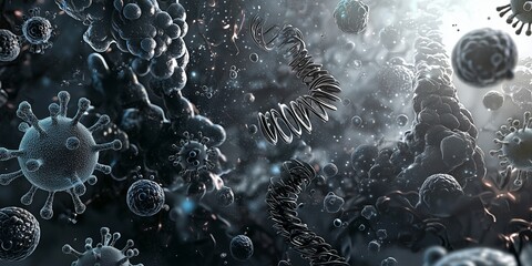 Poster - Futuristic Digital Illustration of Microscopic Elements