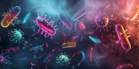 Poster - Futuristic Pathogens in Vibrant Colors