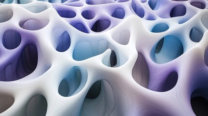 Poster - Abstract structure with smooth, flowing forms and interconnected voids in soft colors.