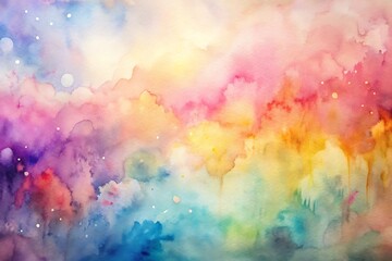 Abstract Watercolor Rainbow Sky Background