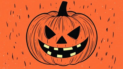 Sticker - Unearth a spooky pumpkin with a haunting face, inked to perfection, perfect for capturing Halloweens eerie spirit.